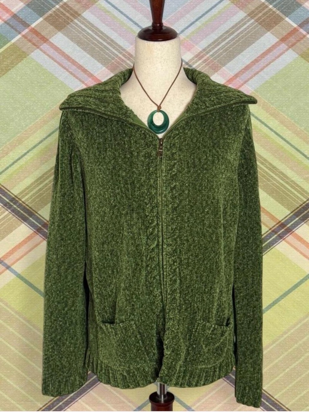 White Stag Olive Green Zip-Up Bomber Jacket